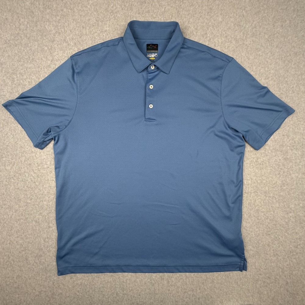 Greg Norman ML75 Playday Golf Polo Shirt Mens XL Blue Short Sleeve Performance